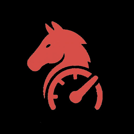 a simple icon that shows horsepower, red color, transparant background
