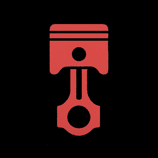 a simple icon of a piston in an engine, red color, transparant background
