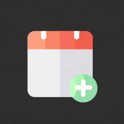 a calendar with a plus sign on the top left