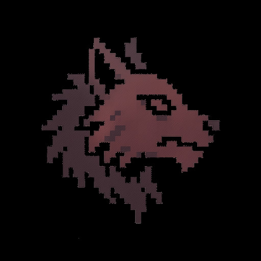 A werewolf side profile, with red eyes, with deep senses