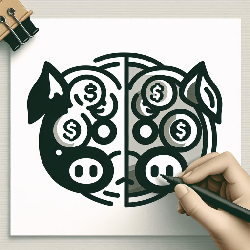 wild pig with coin money instead of eyes