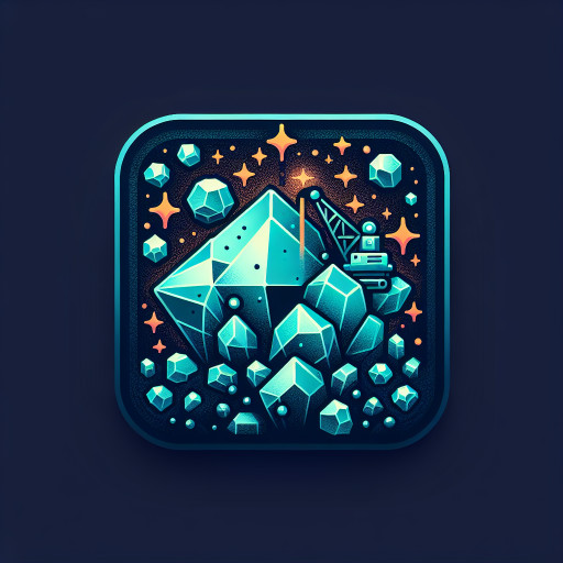 Cluster of crystalline meteoroids wrapped in mining rigs and tractor beams, cool teal glow with orange sparks