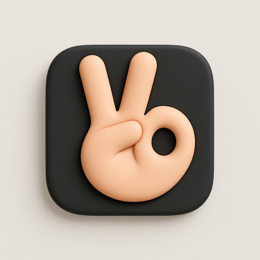 My app is called Yonna. I want the icon to be a rear-facing ✌️ symbol in a way that you can see the 2 fingers as Y and the thumb makes the O with the hand, so it looks like Yo