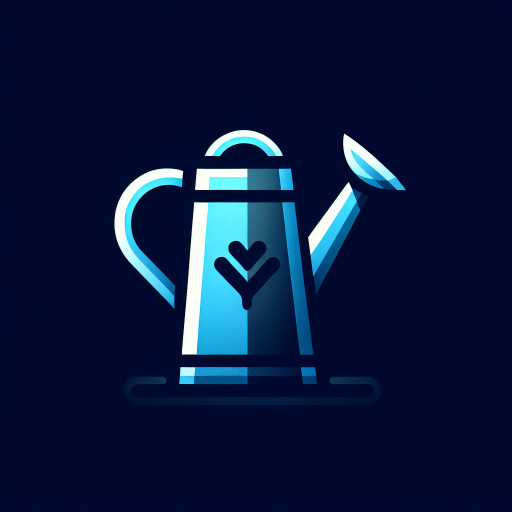 A minimalist vector-style icon of a watering can, primary color is #2196F3 (vibrant blue), flat design, no background, clean lines, modern aesthetic, suitable for a gardening or plant care mobile app, front-facing perspective, SVG style
