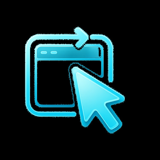 Mouse cursor moving a window. Minimal, modern, glassy