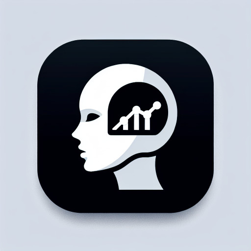 Simple female robot face with embedded graph, side profile, chatting - on a black background