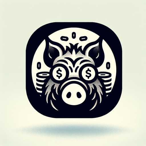 wild pig with coin money instead of eyes