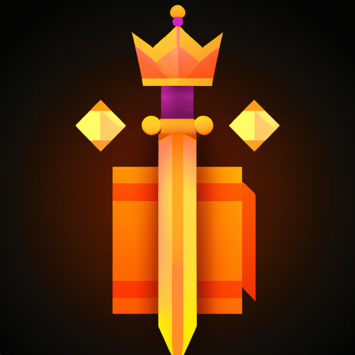 Sword, pen, book, crown