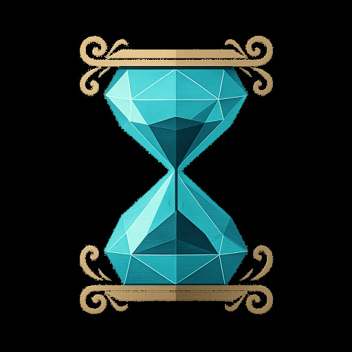 a beautiful crystal hourglass with golden ornaments and dark sand flowing inside