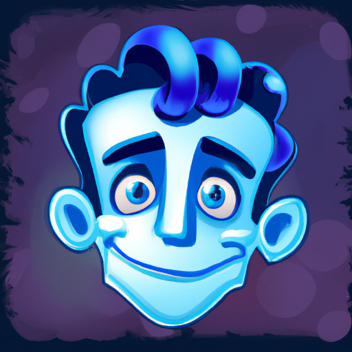 Make a cartoon and cute picture of face of Frankenstein.  His is are open and he is smiling of 