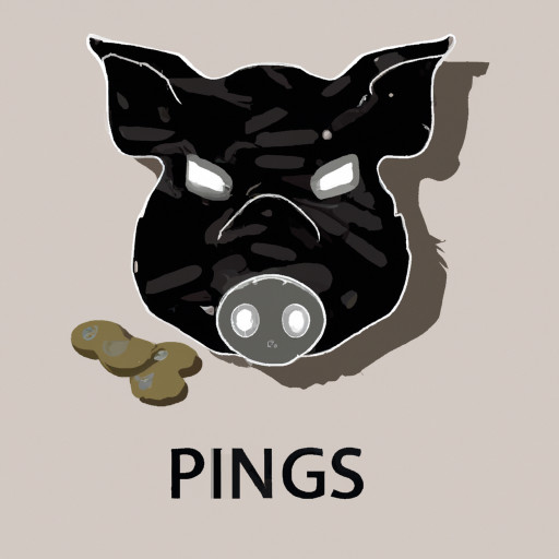 wild pig with coins (cents) instead of eyes