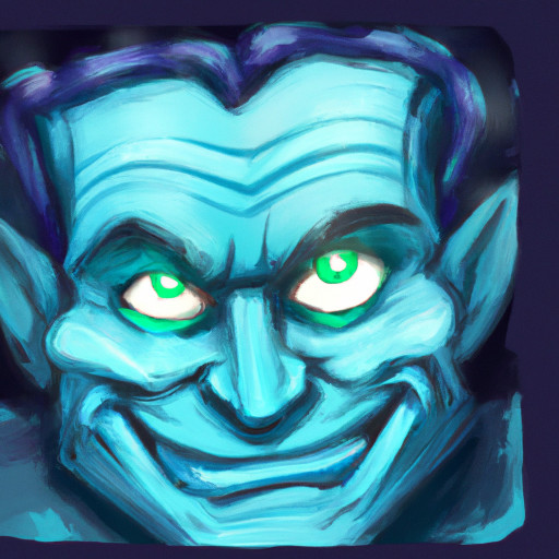 A head of Frankenstein that is looking into camera and smiling and his eyes are open. The picture is also fulfulled