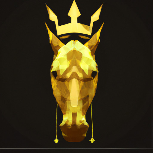 a golden horse with a golden crown
