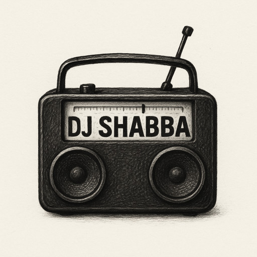 A radio with speakers with the name DJ shabba written on it