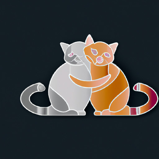 Orange Cat and Black Cat hugging