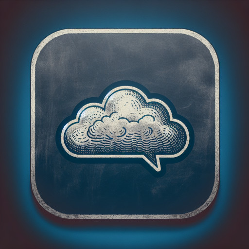'Gloomy' within grey colored cloud-shaped talk balloon, and background is blue sky color
