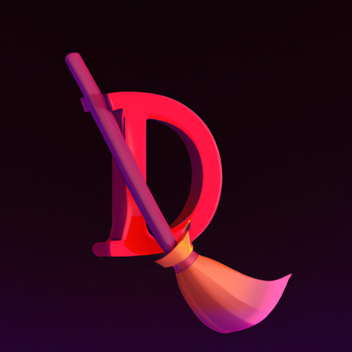 The letter D with a broom