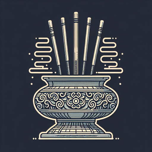 希望整个icon的背景颜色是F7D47D 并且背景没有其他元素  其中画面是一个中式香炉里面插着三支香