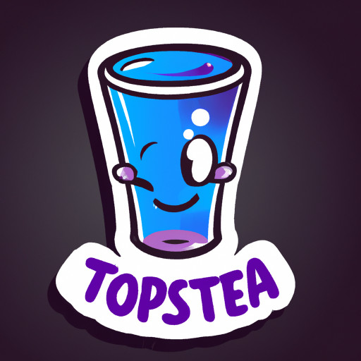 a cute cartoon logo of a clitoria ternatea drink cup, a happy character, vibrant color, sticker style, white background, high resolution