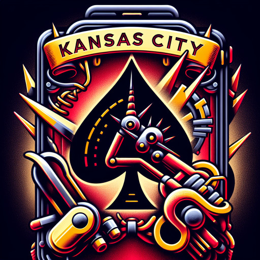 Name Kansas City name sickle aces on black spade and yellow lock