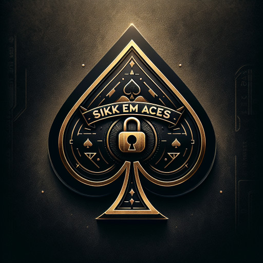 Spade black with SIKK EM ACES written inside with a gold lock