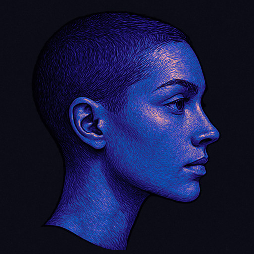 female buzzcut, side view