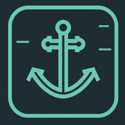 Minimalist symbolic icon for a crowdfunding website named 'Anchor'. Flat, simple lines, anchor-based design, no text, monochrome, recognizable at small sizes.