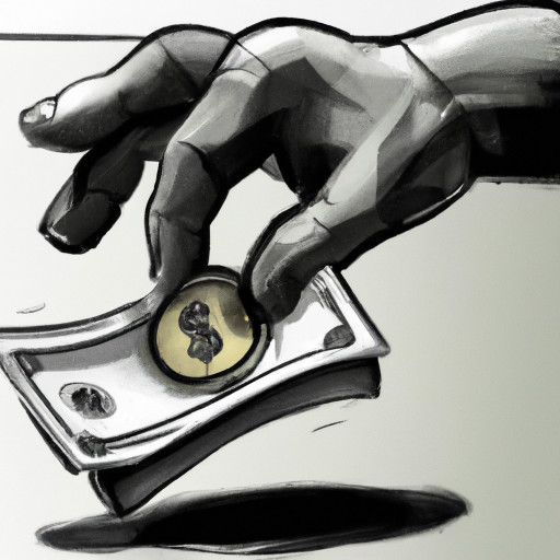 A dollar bill/coin being actively collected/caught