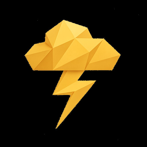 a dark cloud spawing a bright yellow thunderbolt