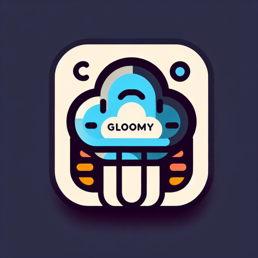 Gloomy text within cloud-shaped talk balloon