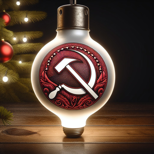 Sickle aces on a Christmas bulb written in red