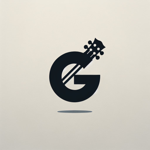 The letter G (round) with some subtle guitar feature, like a guitar neck or headstock. Very simple web icon, for favicon and brand.