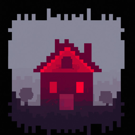 Agressive dark scary abandoned house in the dark fog