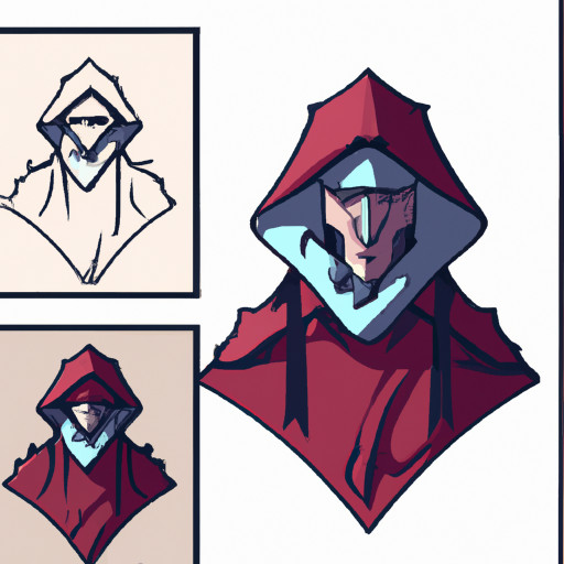 assassin's head with cloak in style of fernando forero 