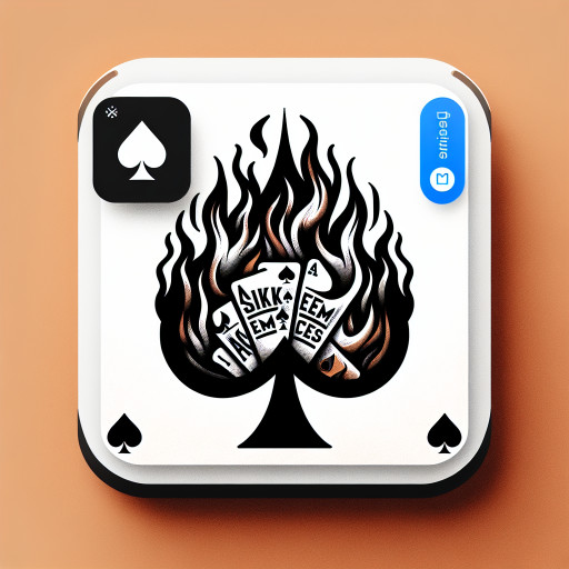 Words SIKK EM ACES on a black ace spade in fire 