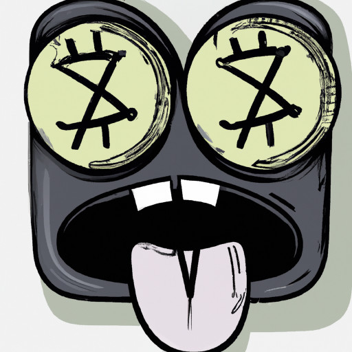 Black and white cartoon graffiti money with x's for eyes and his tongue out