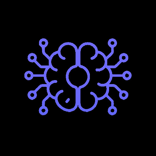 A stylized digital brain or neural network icon forming a central core, with circuit patterns extending outwards to smaller nodes. Symbolizes intelligent AI agents driving business automation. Modern tech look.