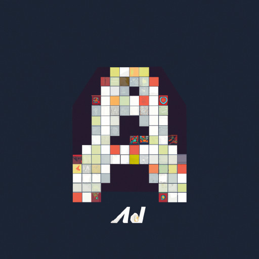 Letter a, in big white letters made from creative objects