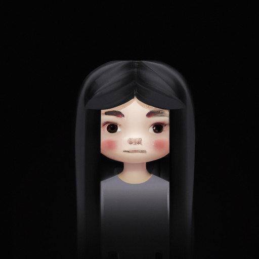 a little girl with long straight hair, big round eyes, and a calm expression