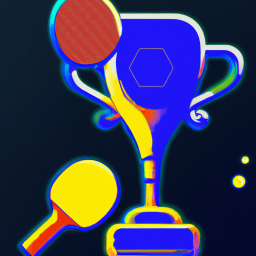  a table tennis racket near a trophy