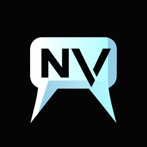 the letters N and V merged together to create a logo with a message bubble with a few lines in it showing that it is a chat app developed by NV