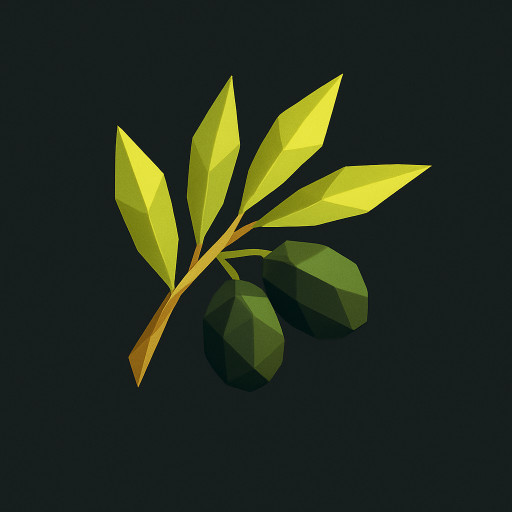 an olive branch, with green leaves, brown stick and black olives