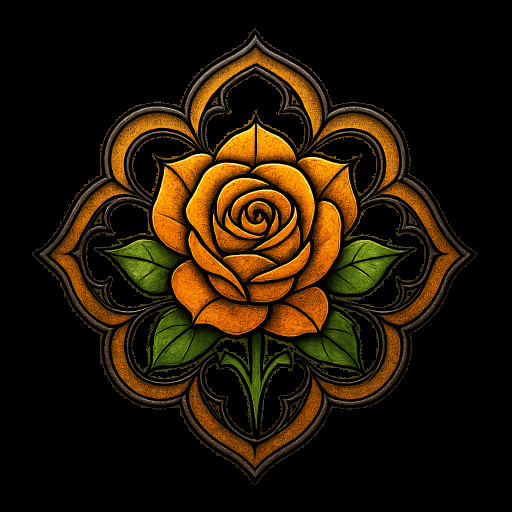 Gothic ornamental Rose Emblem