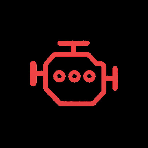 a simple icon that shows an engineblock from a car, red color, transparant background
