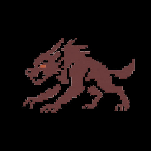 An angry werewolf side profile, with red eyes, in pouncing motion