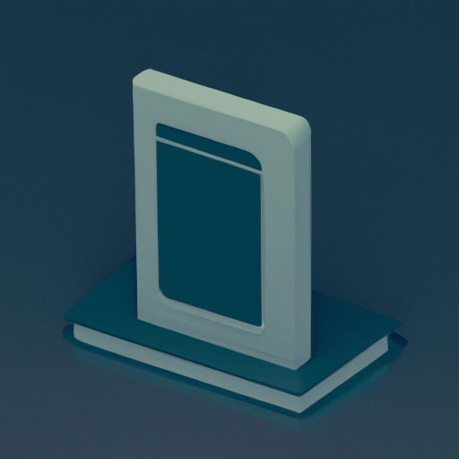 icon for an ebook reader in deep teal-turquoise with a darker tone, modern and unique style