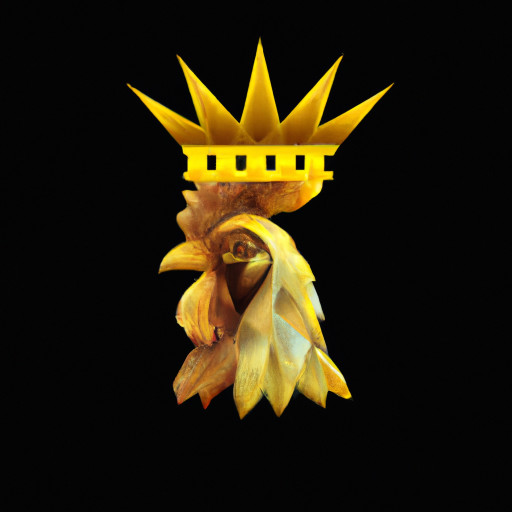 a golden crown on a rooster 
