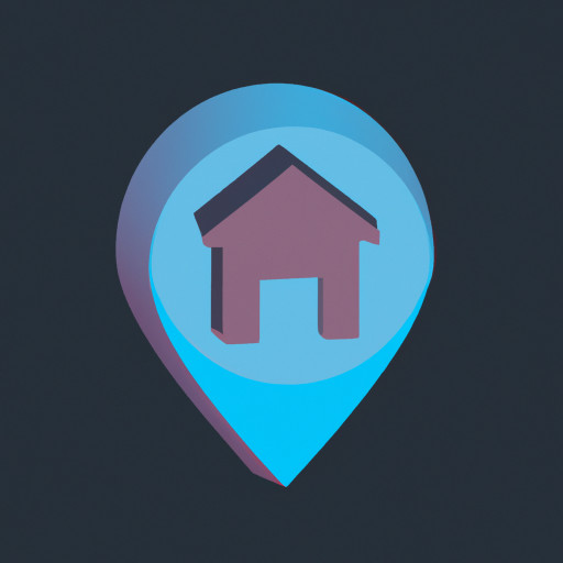 A location icon attached to a house 