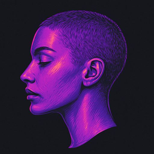 female buzzcut, side view