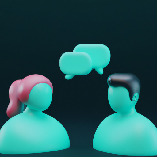 couple chatting with professional background